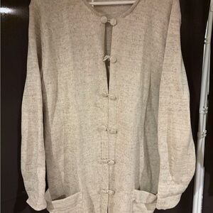 Elegant soft Beige Women's button down Sweater by natural style 2 XL cotton